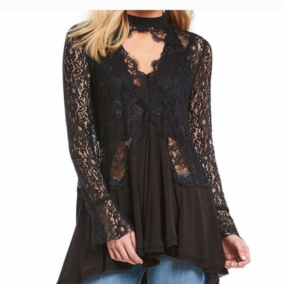 Elegant Black Lace Women's Top